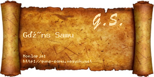Güns Samu névjegykártya